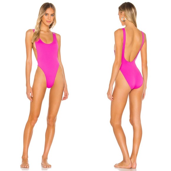 NWT Norma Kamali X REVOVLE Marissa Neon Pink One Piece - Picture 2 of 6